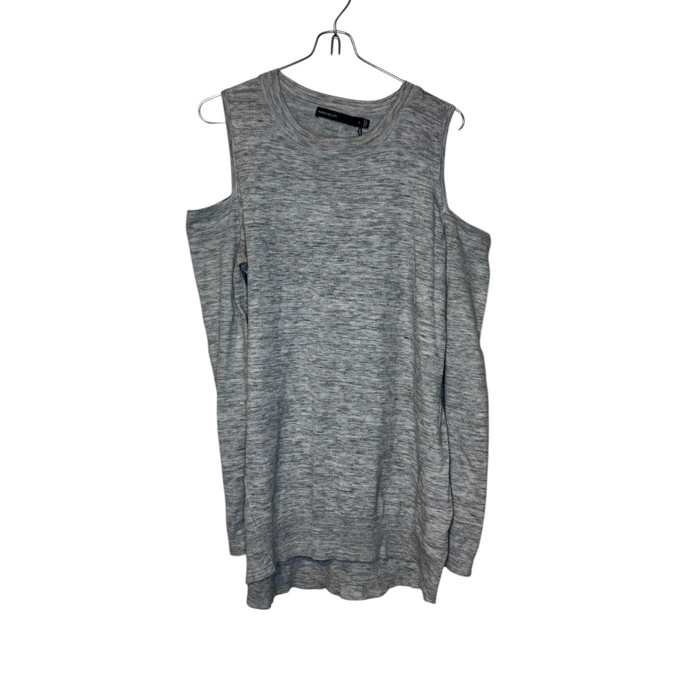 Karenโ Millen Women's Top Cold Shoulder Heather Crewneck Long Sleeve Gray Large